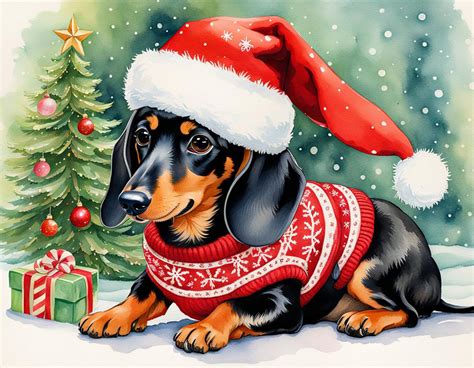 Cute Dachshund Christmas Card Free Stock Photo Public Domain Pictures