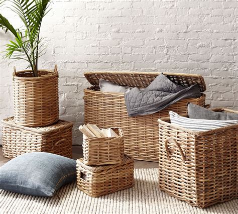 Aubrey Woven Storage Basket Collection Natural Pottery Barn