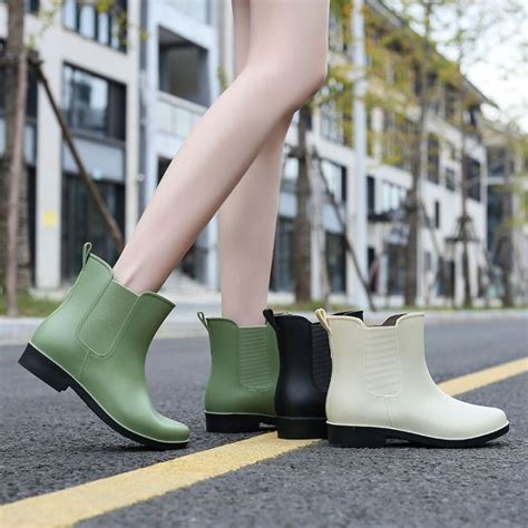 Japanese Style Versitile Fashion Rain Boots Womens Short Simple Rain Boots Non Slip Low Top