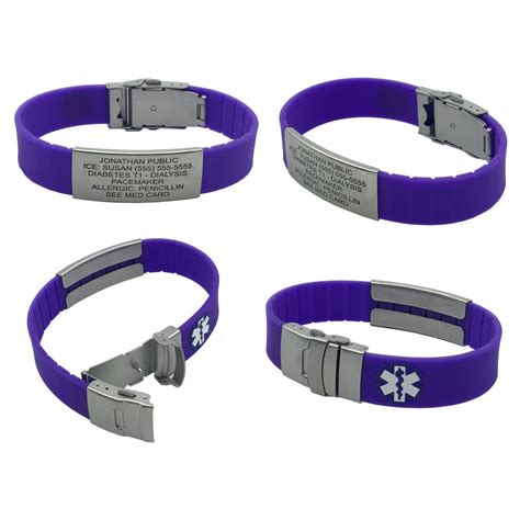 Silicone Sport Medical Alert Id Bracelet Custom Engraved Choose Your Color