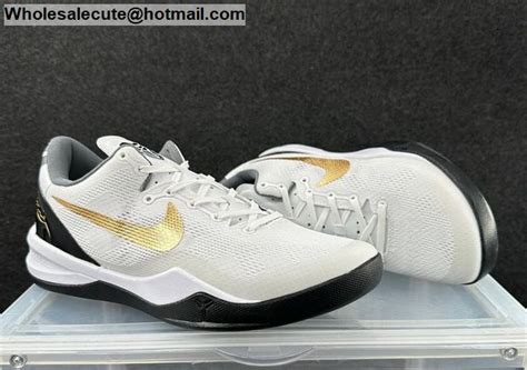 Mens Nike Kobe 8 White Gold Black -22249 - Wholesale Sneakers