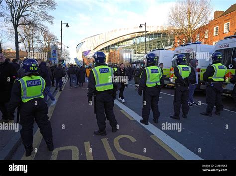 A Large Police Presence Outside The Stadium Before The Premier League