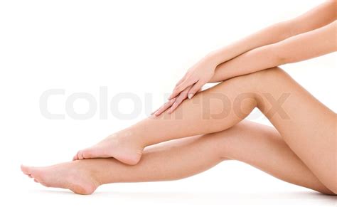 Picture Of Healthy Naked Woman Legs Over White Stock Image Colourbox