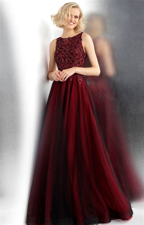 Jvn Redblack Lace Top Ballgown 67782 Pageant Planet Lace Ball Gowns