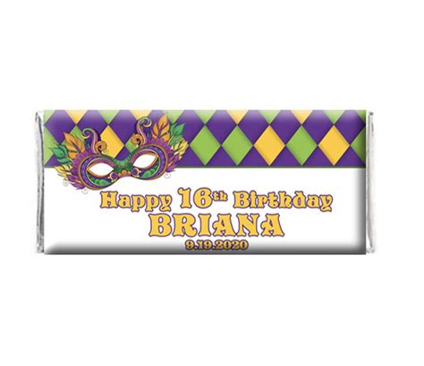 Mardi Gras Chocolate Wrapper Personalized Made At The Brat Shack