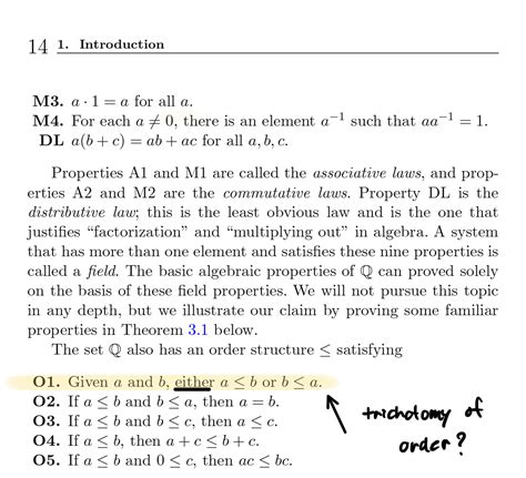 Analysis Question About Axioms Of An Ordered Field Mathematics