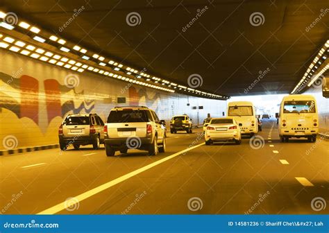 Traffic in Tunnel at Dubai, UAE Stock Photo - Image of town, highway ...