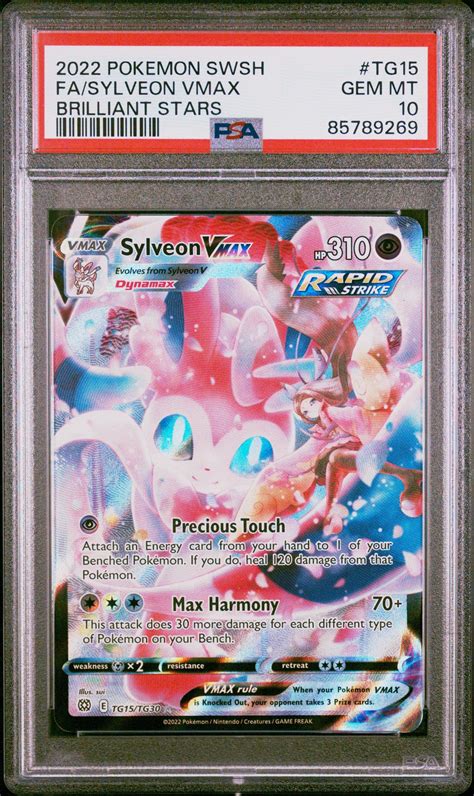 2022 Pokemon Sword And Shield Brilliant Stars Tg15 Fasylveon Vmax Psa 10