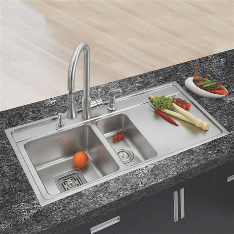 Buy Anupam Stainless Steel Double Bowl Sink With Drainboard Online at Low Price in India - Snapdeal