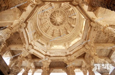 Ceiling Dome Inside The Jain Temple Ranakpur Rajasthan India Stock