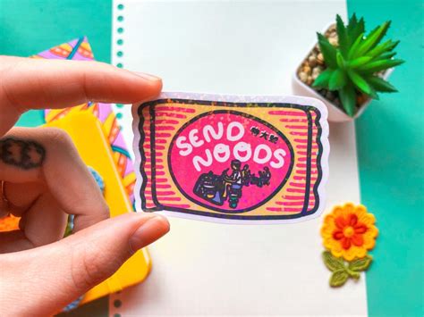 Send Noods Vinyl Sticker Funny Instant Ramen Noodles Glittery