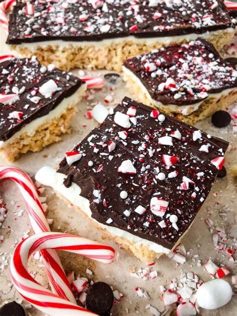 Peppermint Bark Rice Krispie Treats Three Olives Branch