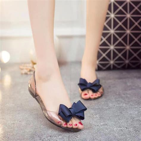 Womens Korean Sandals Summer Open Toe Jelly Slip On Shoes Butterfly