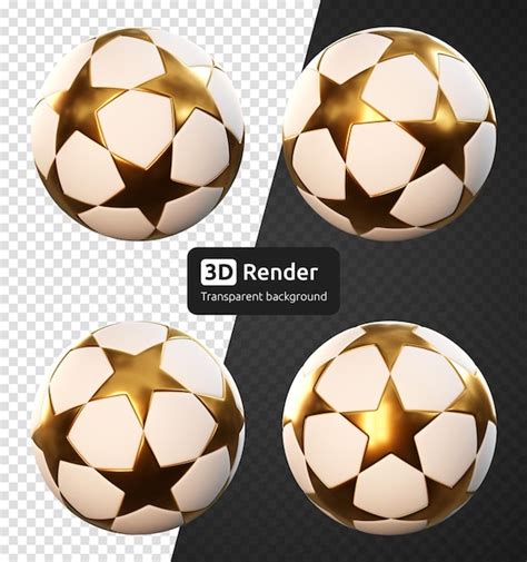 Premium Psd Soccer Ball With Gold Stars Isolated D Render