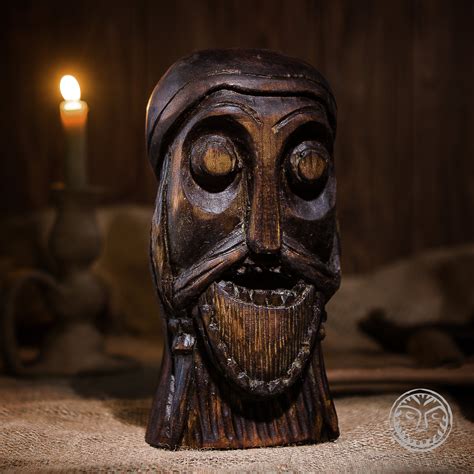 Wooden Head Viking Warrior Viking Statue Wooden Viking Etsy