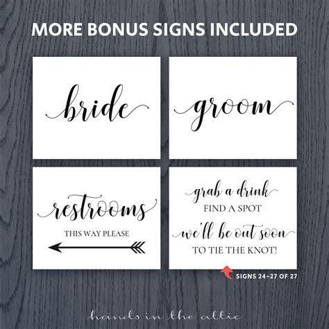 Printable Wedding Signs Bundle Hands In The Attic