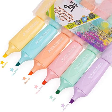 Supaarts Antibacterial Pastel Highlighter Stationery Set 6 Silver