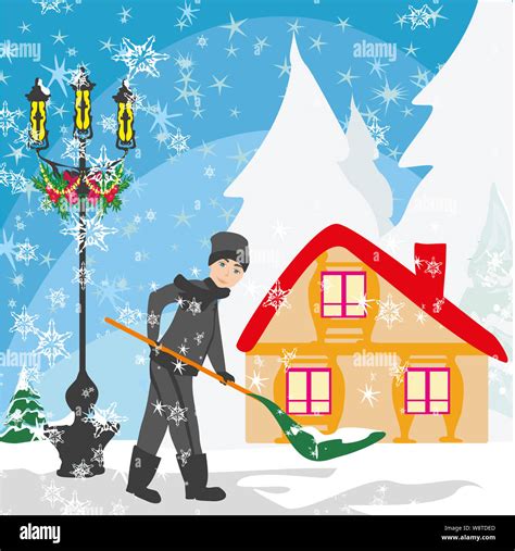 Man Shoveling Snow Stock Photo Alamy