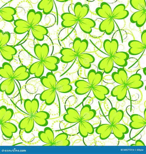 Clover Leaves Seamless Pattern Stock Vector Illustration Of Botanical