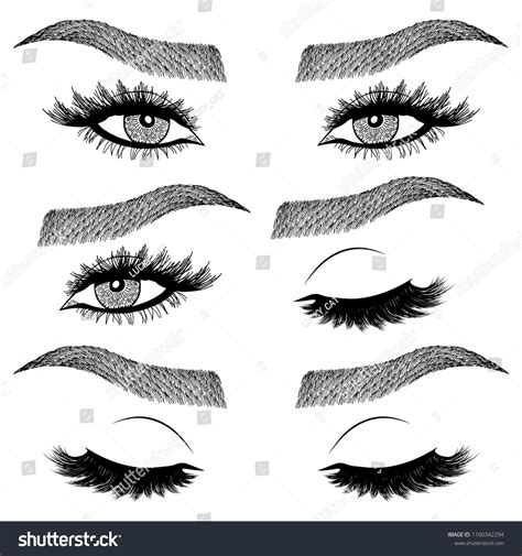 Illustration Collage Womans Eye Wink Eyebrows Stock Vector Royalty