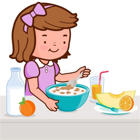 Petite Fille Prenant Le Petit Déjeuner Illustration de Vecteur