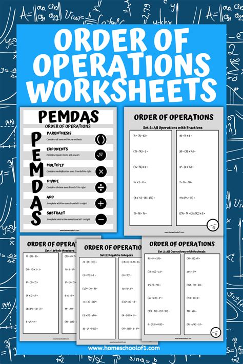 5 Free Order Of Operations Worksheets Order Of Operations Envision