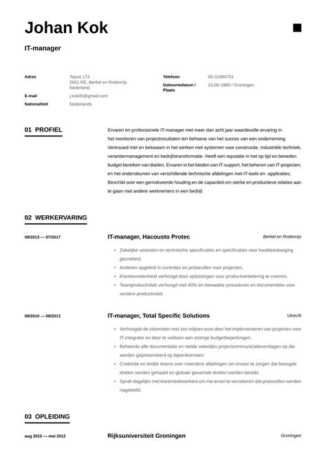 Simpele CV Templates Gratis Maak Een Perfect Resume CVster Nl