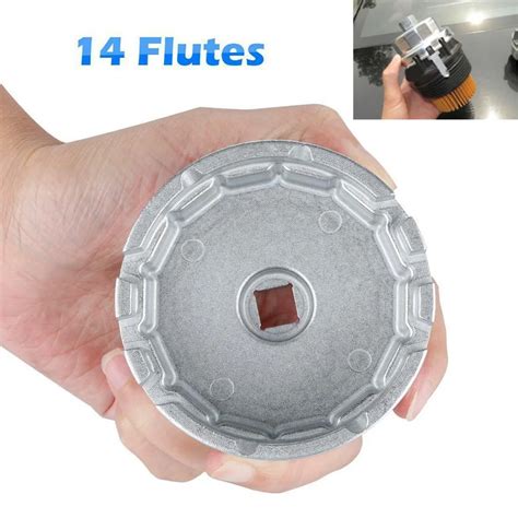 64 5mm Aluminium Universal 14 Flutes Cap Oil Filter Wrench Housing Tool