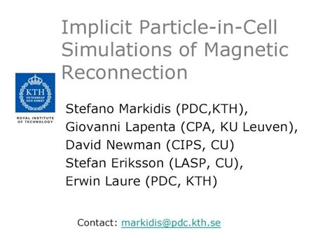 Pdf Implicit Particle In Cell Simulations Of Magnetic Reconnection