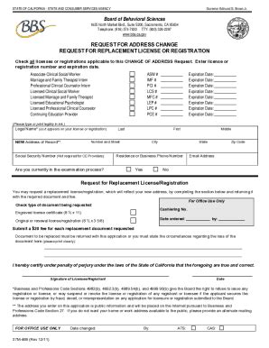 Fillable Online Bbs Address Change Form California Department Of