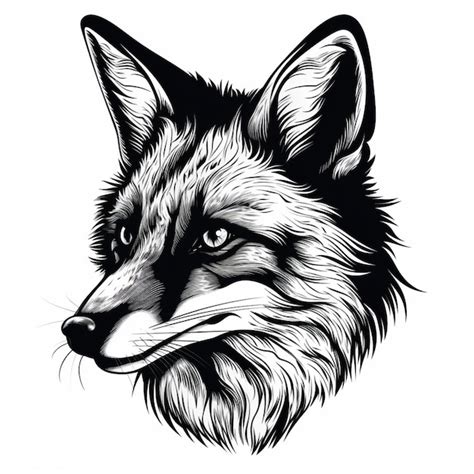 Premium Ai Image A Black And White Drawing Of A Wolfs Head Generative Ai