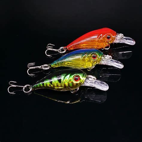 5G 5CM Fishing Lures Minnow Swim Rock Crank Bait Crankbait Bass Treble