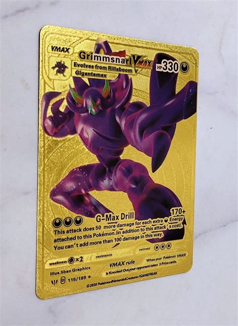 Pokemon Grimmsnarl Vmax Gold Foil Card Hp 330 Gigantamax 115189 Values Mavin