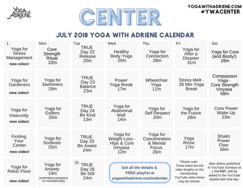 Yoga With Adriene February Calendar Tacoma Orsa Christin