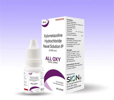 Xylometazoline Hydrochloride Nasal Solution Ip For Clinical Packaging