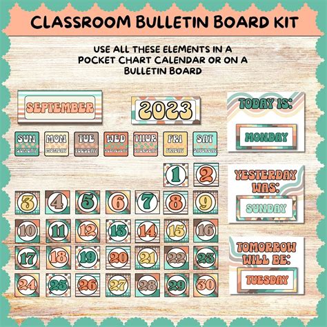 Retro Groovy Classroom Decor Bundle Classroom Bulletin Board Kit Groovy Classroom Calendar