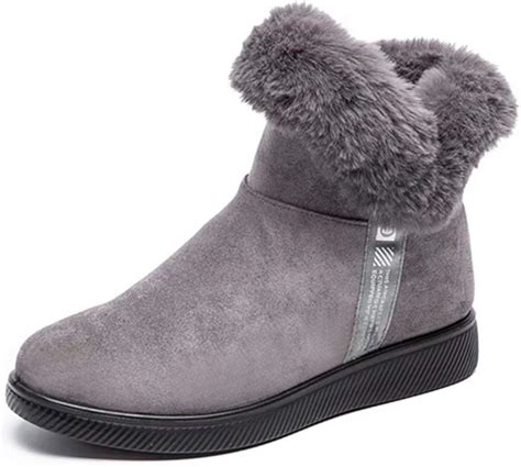 Womens Winter Snow Boots Fur Lined Warm Non Slip Comfy Zipper Ankle