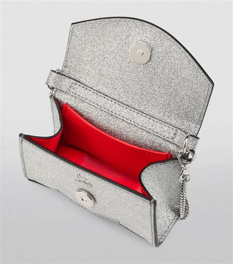 Womens Christian Louboutin Silver Mini Loubi Glitter Clutch Bag