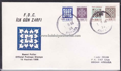 1998 RESMİ PULLAR İLK GÜN ZARFI FDC Koleksiyon Market