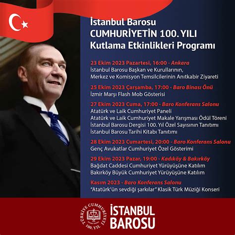 Stanbul Barosu Cumhuriyetin Y L Kutlama Etkinlikleri Program