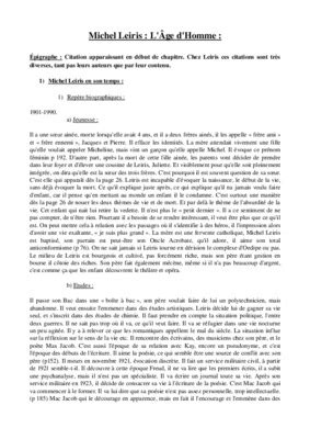 L Age D Homme De Michel Leiris Pdf Notice Manuel D Utilisation