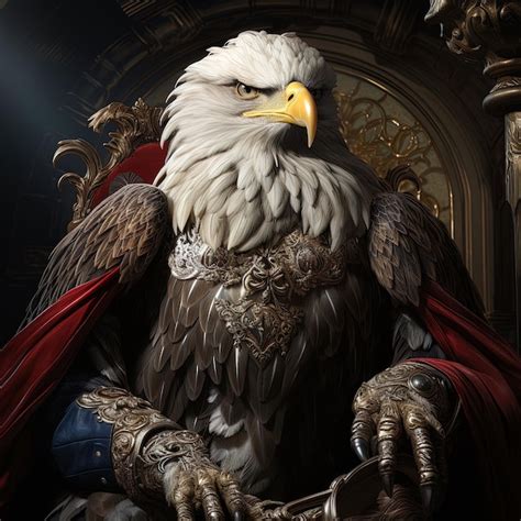 Premium Ai Image American Eagle Sitting On A Throne Portrait Of An