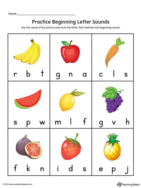 Free Beginning Letter Sound Printable Pdf