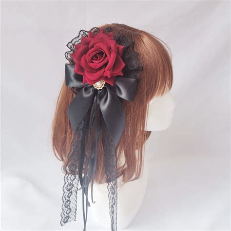 Palace Style Lolita Cla Hair Accessories Velvet Rose Hairpin Gothic