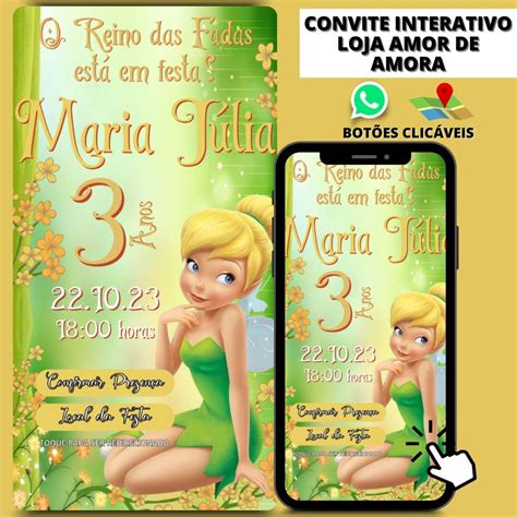 Convite Digital Interativo Tinker Bell Sininho Elo