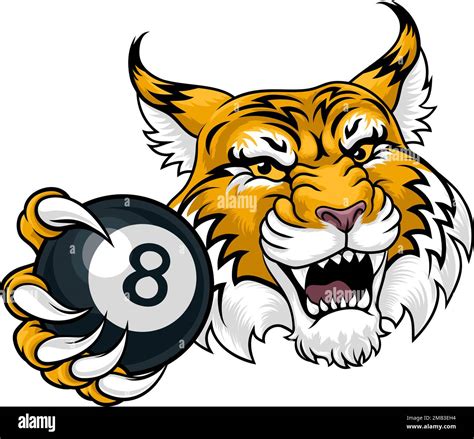 Wildcat Angry Pool 8 Ball Billiards Mascot Cartoon Stock Vector Image