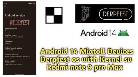 Redmi Note 9 Pro Max Derpfest Os Android 14 Miatoll Devices With A