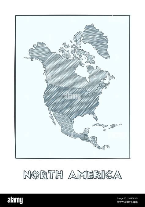 Sketch Map Of North America Grayscale Hand Drawn Map Of The Continent