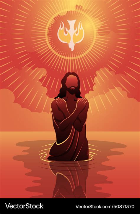 Jesus baptism at the jordan river Royalty Free Vector Image