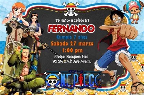 Invitación One Piece Personalizada Imprimible En Casa Meses Sin Interés